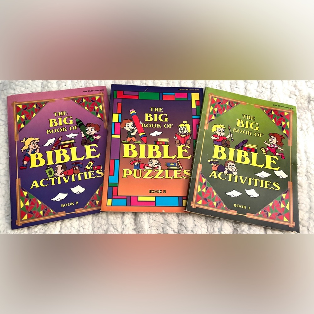 Vintage The Big Books of Bible Activities 1&2 and Book Puzzles Set